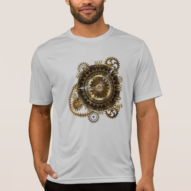 Steampunk clock with antique gears T-Shirt (Front)