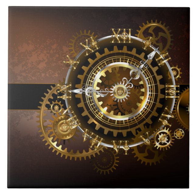 Steampunk clock with antique gears tile (Front)
