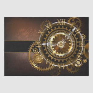 Steampunk clock with antique gears tissue paper