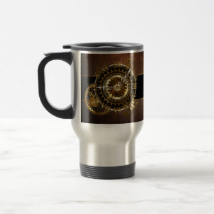 Steampunk clock with antique gears travel mug
