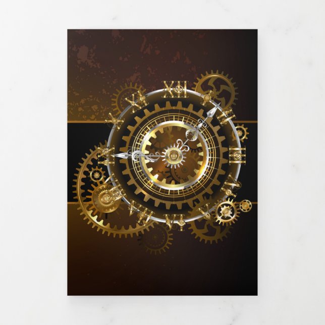 Steampunk clock with antique gears Tri-Fold programme (Cover)