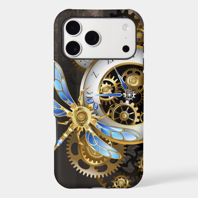 Steampunk Clock with Mechanical Dragonfly (Back)
