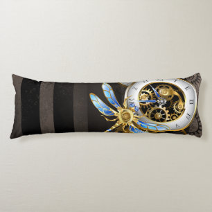 Steampunk Clock with Mechanical Dragonfly Body Cushion