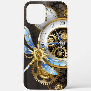 Steampunk Clock with Mechanical Dragonfly iPhone 12 Pro Max Case