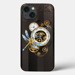Steampunk Clock with Mechanical Dragonfly iPhone 13 Case
