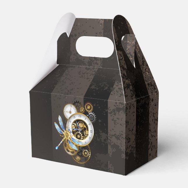 Steampunk Clock with Mechanical Dragonfly Favour Box (Front Side)