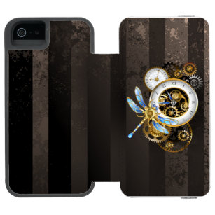 Steampunk Clock with Mechanical Dragonfly Incipio Watson™ iPhone 5 Wallet Case