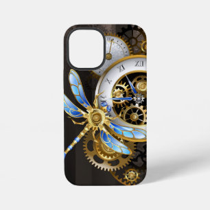 Steampunk Clock with Mechanical Dragonfly iPhone 12 Mini Case