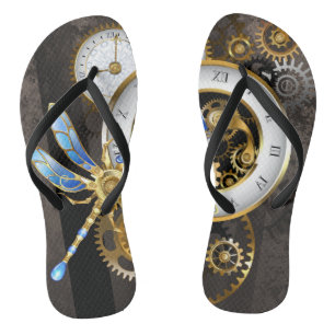 Steampunk Clock with Mechanical Dragonfly Jandals