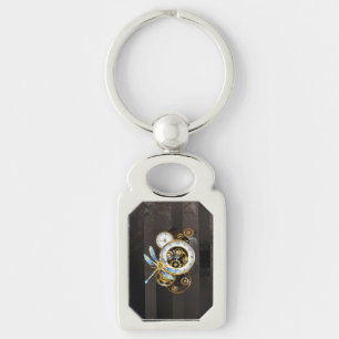 Steampunk Clock with Mechanical Dragonfly Key Ring