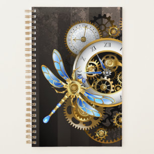 Steampunk Clock with Mechanical Dragonfly Planner