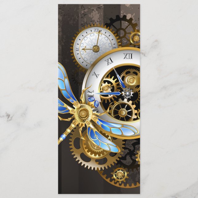 Steampunk Clock with Mechanical Dragonfly Programme (Front)