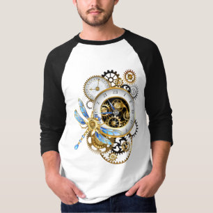 Steampunk Clock with Mechanical Dragonfly T-Shirt