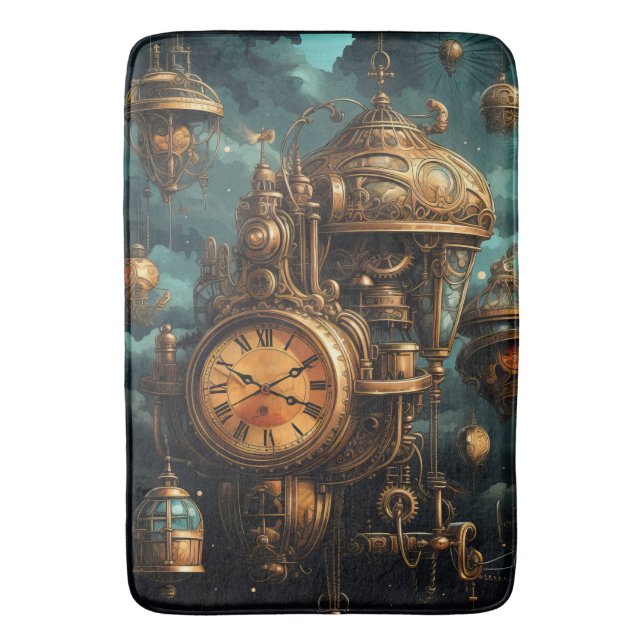 Steampunk Clocks Bath Mat (Front Vertical)