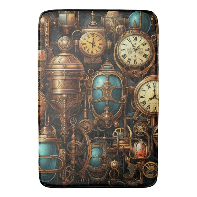 Steampunk Clocks Bath Mat (Front Vertical)