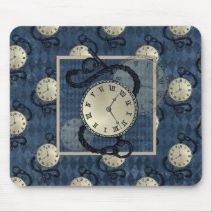 Steampunk clocks & blue diamond  mouse pad