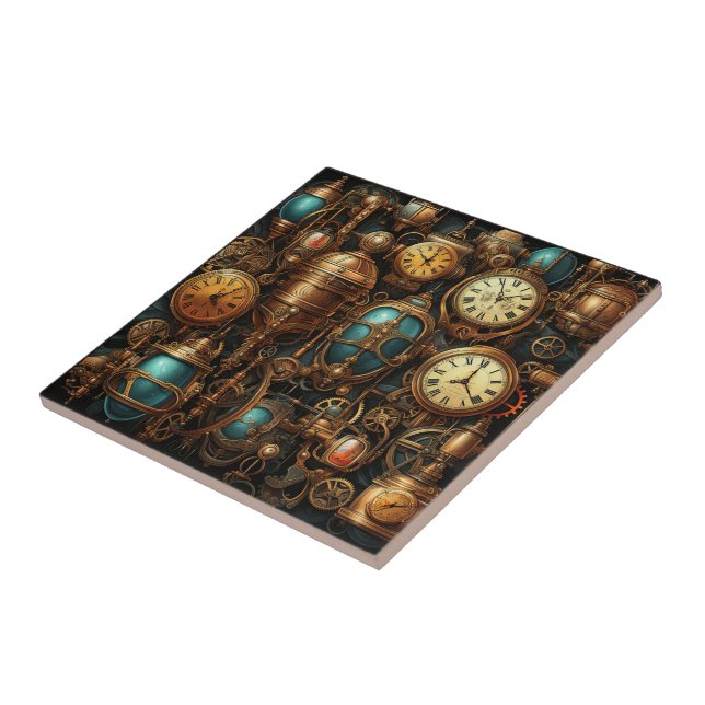 Steampunk Clocks Ceramic Tile (Side)