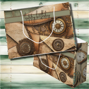 Steampunk   Clocks   Gears   Books   Victorian Large Gift Bag