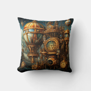 Steampunk Clocks Throw Pillow