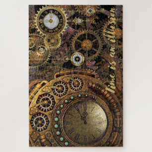 Steampunk Clocks "Time Is an Illusion" Jigsaw Puzzle