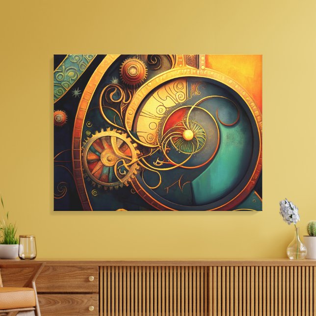 Steampunk Clockwork Abstract Design Canvas Print (Insitu(LivingRoom))