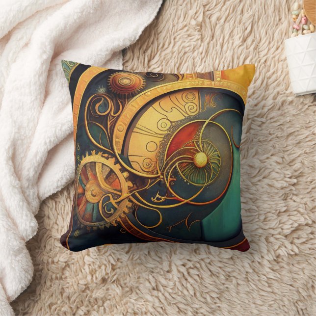 Steampunk Clockwork Abstract Design Cushion (Blanket)