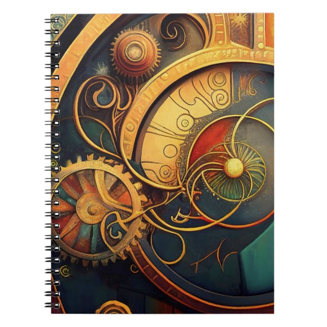 Steampunk Clockwork Abstract Design Notebook (Front)