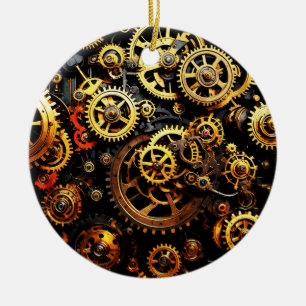 Steampunk Clockwork Gears 1004 Ceramic Tree Decoration