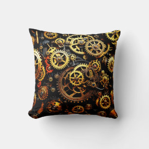 Steampunk Clockwork Gears 1004 Cushion