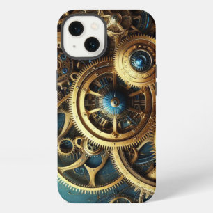 Steampunk Clockwork Gold and Teal iPhone 13 Case