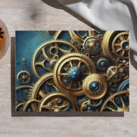 Steampunk Clockwork Gold and Teal