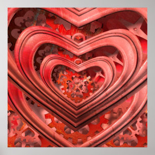 steampunk clockwork heart poster