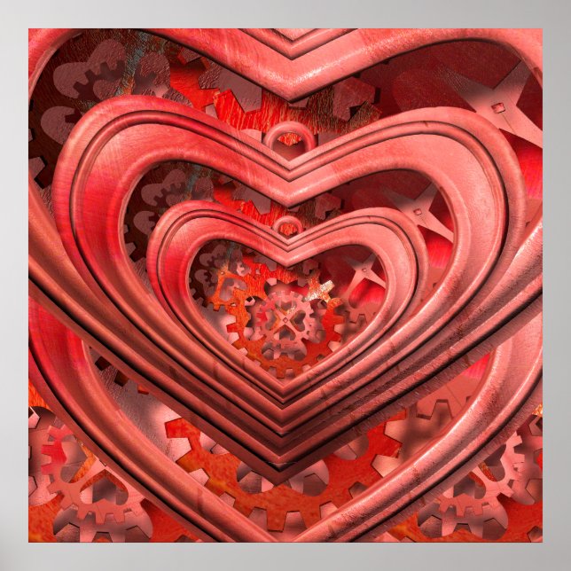 steampunk clockwork heart poster (Front)