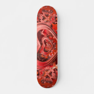 steampunk clockwork heart skateboard