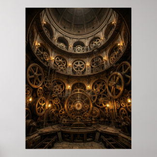 Steampunk Clockwork Machine Hall Poster