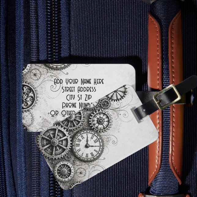 Steampunk Clockwork & Mechanical Gears Luggage Tag (Creator Uploaded)