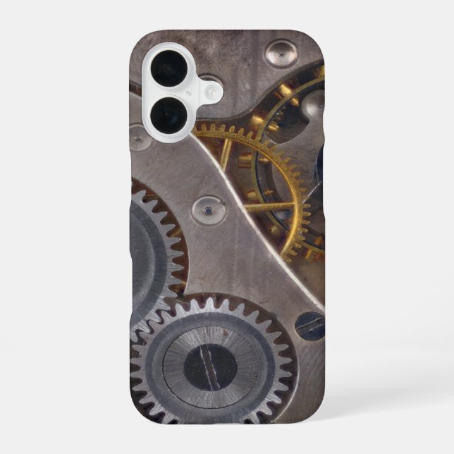 Steampunk Clockwork Rusty Gears iPhone 16 Case (Back)