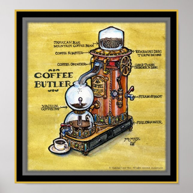 Steampunk Coffee Butler print (Front)