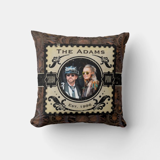 Steampunk Cogs Brown Victorian Anniversary Cushion (Front)