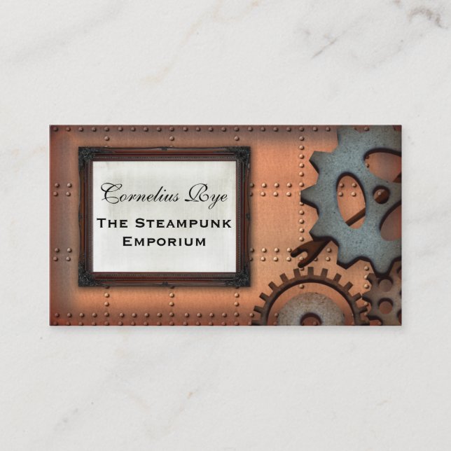 Steampunk Cogs Custom Business Cards (Front)