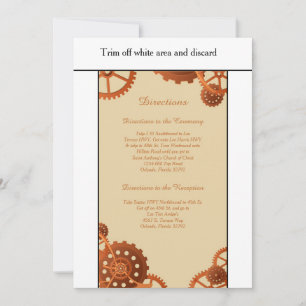Steampunk Cogs Gears 3.5x6 Wedding Directions Card
