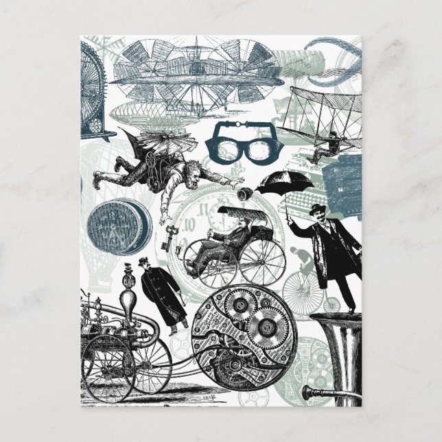 Steampunk Collage Colourized Postcard (Front)