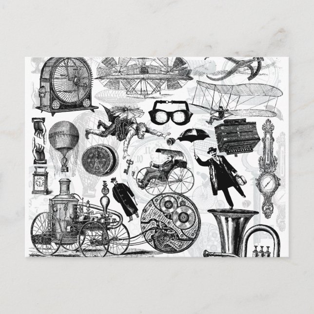 Steampunk Collage Number 2 Postcard (Front)