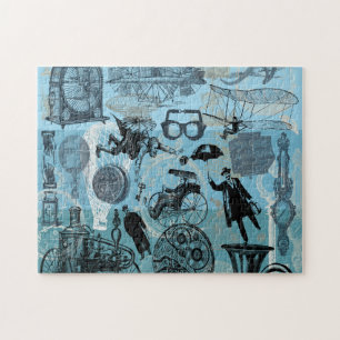 Steampunk Collage Time Traveler Jigsaw Puzzle