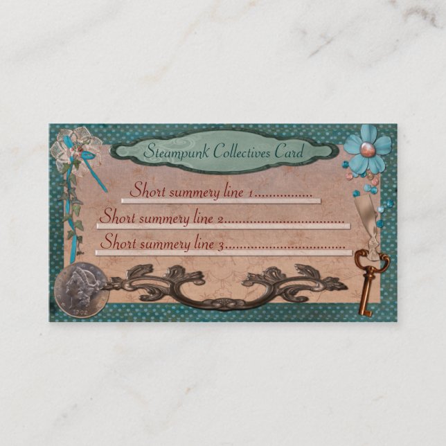Steampunk Collectives for Web or Local Business Business Card (Front)