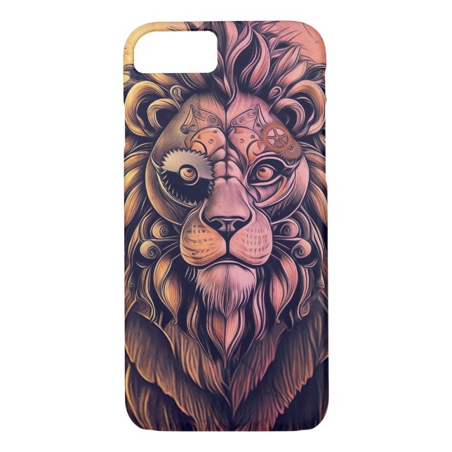 Steampunk Color Gradient Rustic Lion Case-Mate iPhone Case (Back)