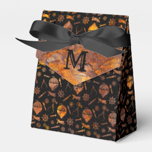 Steampunk Colorful Rusty Balloons Monogram Favour Box