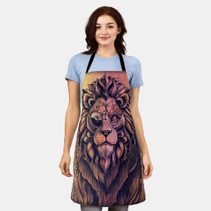 Steampunk Colour Gradient Rustic Lion Apron