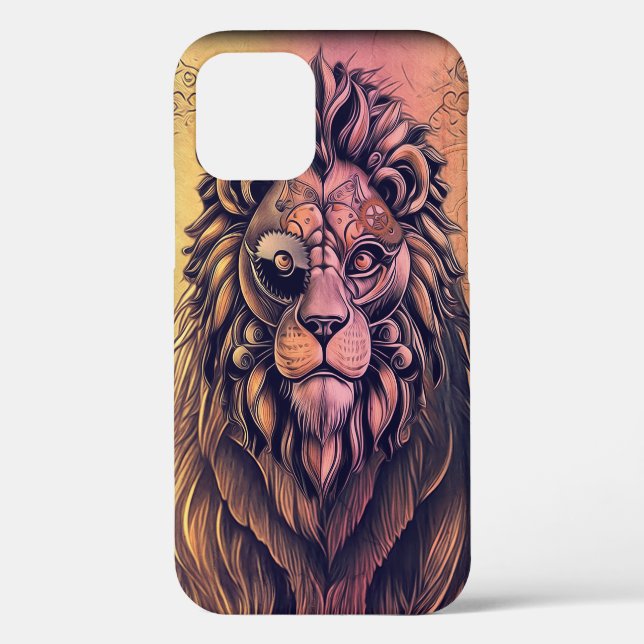 Steampunk Colour Gradient Rustic Lion Case-Mate iPhone Case (Back)