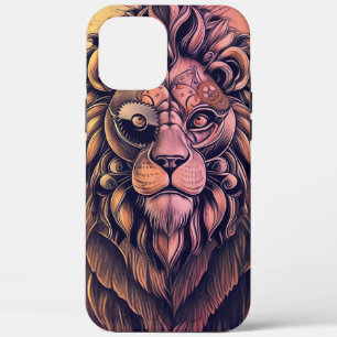 Steampunk Colour Gradient Rustic Lion iPhone 12 Pro Max Case